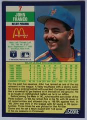 John Franco #7 Baseball Cards 1990 Score McDonald's Prices