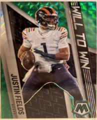 Justin Fields [Green] #WW-14 Football Cards 2022 Panini Mosaic Will to Win Prices