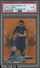 Lionel Messi [Right Leg Forward Orange Refractor] #1 Soccer Cards 2017 Topps Chrome UEFA Champions League Prices