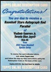 Vladimir Guerrero Jr. [Red] #BSA-VG Baseball Cards 2022 Topps Update Stars Autographs Prices