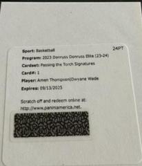 Amen Thompson / Dwyane Wade #1 Basketball Cards 2023 Donruss Elite Passing the Torch Signature Prices