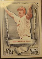 Mark McGwire #HH-12 Baseball Cards 2021 Topps Allen & Ginter Historic Hits Prices