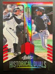 Jim Thome, Roberto Alomar [Spectrum Red] #HD-JR Baseball Cards 2022 Panini Absolute Historical Duals Prices