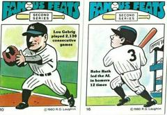 Lou Gehrig #10 Baseball Cards 1980 Laughlin Famous Feats Prices
