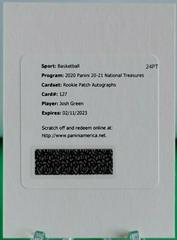 Josh Green [Patch Autograph] Basketball Cards 2020 Panini National Treasures Prices