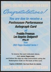 Freddie Freeman Baseball Cards 2023 Topps Postseason Performance Autographs Prices