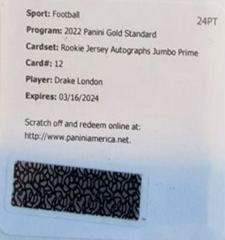 Drake London [Prime] Football Cards 2022 Panini Gold Standard Rookie Jersey Autographs Jumbo Prices
