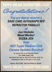 Jazz Chisholm [Red Refractor] #SCCBA-JCH Baseball Cards 2021 Stadium Club Chrome Autographs Prices