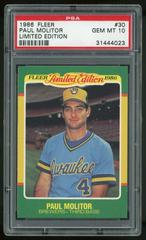 Paul Molitor #30 Baseball Cards 1986 Fleer Limited Edition Prices