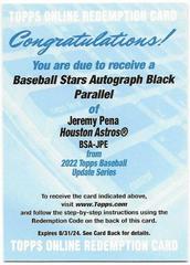 Jeremy Pena [Black] Baseball Cards 2022 Topps Update Stars Autographs Prices
