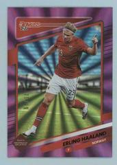 Erling Haaland [Purple Laser] Soccer Cards 2021 Panini Donruss Road to Qatar Prices