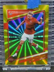 Erling Haaland [Gold Laser] Soccer Cards 2021 Panini Donruss Road to Qatar Prices