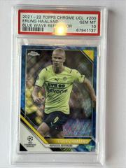 Erling Haaland [Blue Wave Refractor] Soccer Cards 2021 Topps Chrome UEFA Champions League Prices