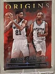 Tony Parker, Tim Duncan [Red] #23 Basketball Cards 2022 Panini Origins Roots Of Greatness Prices