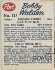Bobby Walden [Hand Cut] Football Cards 1962 Post Cereal CFL Prices
