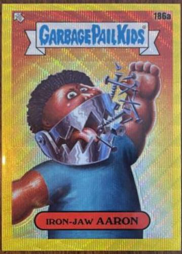 Iron-Jaw AARON [Yellow Wave Refractor] #186a 2022 Garbage Pail Kids Chrome