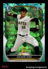 Jun-Seok Shim [Aqua] #BCP-153 Baseball Cards 2023 Bowman Chrome Prospects Sapphire Prices