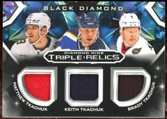 Matthew Tkachuk / Keith Tkachuk / Brady Tkachuk #DMTR-TTT Hockey Cards 2023 Upper Deck Black Diamond Mine Triple Relic Prices