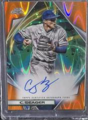 Corey Seager [Orange Galactic] #CCA-CS Baseball Cards 2022 Topps Cosmic Chrome Autographs Prices