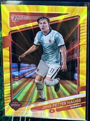 Jens Petter Hauge [Gold Laser] Soccer Cards 2021 Panini Donruss Road to Qatar Prices