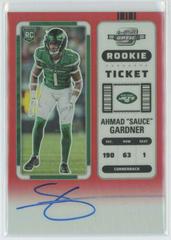 Ahmad 'Sauce' Gardner [Rookie Ticket Autograph Red] Football Cards 2022 Panini Contenders Optic Prices