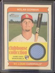 Nolan Gorman Baseball Cards 2023 Topps Heritage Clubhouse Collection Relics High Number Prices