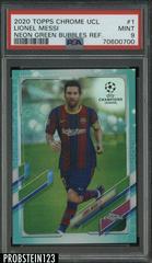 Lionel Messi [Neon Green Bubbles] Soccer Cards 2020 Topps Chrome UEFA Champions League Prices