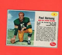 Paul Hornung [Hand Cut] #6 Football Cards 1962 Post Cereal Prices