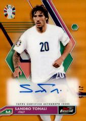Sandro Tonali [Orange Refractor] #BCA-ST Soccer Cards 2023 Topps Finest Road to UEFA EURO Autograph Prices