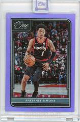 Anfernee Simons [Purple] #67 Basketball Cards 2021 Panini One and One Prices