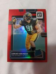 Lukas Van Ness [Red] #9 Football Cards 2023 Panini Chronicles Draft Picks Donruss Optic Rated Rookie Prices
