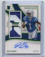 Josh Downs [Emerald] #15 Football Cards 2023 Panini Immaculate Signature Patch Rookie Prices
