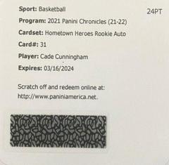 Cade Cunningham Basketball Cards 2021 Panini Chronicles Hometown Heroes Rookie Autographs Prices