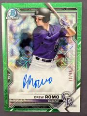 Drew Romo [Green Refractor] #BCMA-DR Baseball Cards 2021 Bowman Chrome Mega Box Mojo Autographs Prices