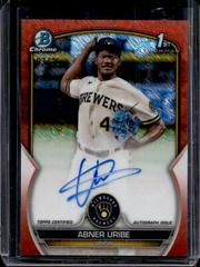 Abner Uribe [Orange Shimmer] #CPA-AU Baseball Cards 2023 Bowman Chrome Prospect Autographs Prices