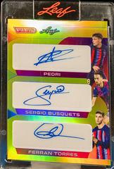 Pedri , Sergio Busquets , Ferran Torres #TA-3 Soccer Cards 2022 Leaf Vivid Triple Autographs Prices