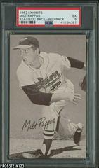 Milt Pappas [Red Back] Baseball Cards 1962 Exhibits Statistic Back Prices