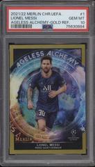 Lionel Messi [Gold] #AA-1 Soccer Cards 2021 Topps Merlin Chrome UEFA Ageless Alchemy Prices