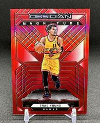Trae Young [Red Flood] Basketball Cards 2021 Panini Obsidian Magnitude Prices