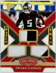 Drake London [Gold] #PT-DL Football Cards 2023 Panini Plates and Patches Patch Trio Prices