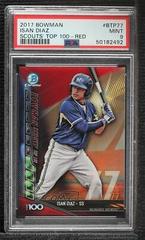 Isan Diaz [Red Refractor] #BTP-77 Baseball Cards 2017 Bowman Scouts' Top 100 Prices