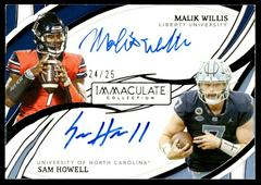 Malik Willis, Sam Howell Football Cards 2022 Panini Immaculate Collegiate Dual Autographs Prices