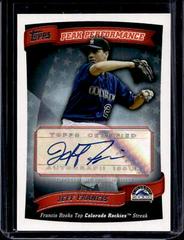 Jeff Francis #JFR Baseball Cards 2010 Topps Peak Performance Autographs Prices