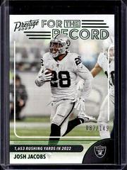 Josh Jacobs [Green] #5 Football Cards 2023 Panini Prestige For the Record Prices