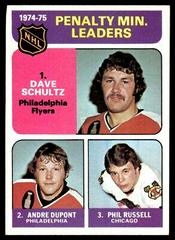 Penalty Min. Ldrs. [Schultz, Dupont, Russell] Hockey Cards 1975 Topps Prices