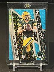 Aaron Rodgers [Blue Fluorescent] Football Cards 2022 Panini Mosaic Will to Win Prices