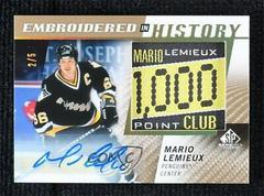 Mario Lemieux [Autograph] Hockey Cards 2021 SP Game Used Embroidered in History Prices