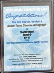 Shohei Ohtani #BTA-SO Baseball Cards 2022 Stadium Club Beam Team Autographs Prices