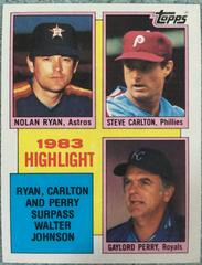 1983 Highlight [Ryan, Carlton, Perry] Baseball Cards 1984 Topps Prices