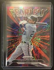 Christian Yelich [Red Shimmer Prizm] #FL-7 Baseball Cards 2022 Panini Prizm Fearless Prices